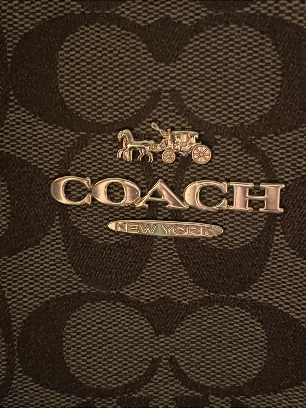 Coach Signature Canvas Tote in Brown with Cream Trim - Picture 14 of 16